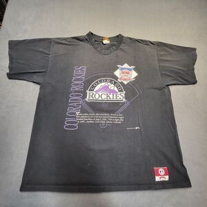 Vintage Nutmeg Colorado Rockies Shirt Mens XL Black MLB Baseball Single Stitch